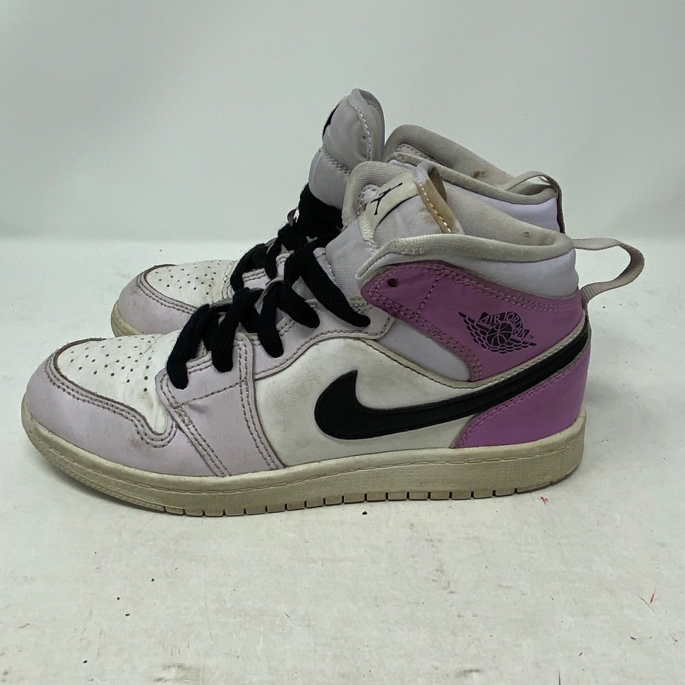 Air Jordan 1 Mid SE Kids Purple Leather Sneakers DQ8424-501 US 2Y